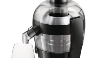 Storcator de fructe si legume Philips Viva Collection HR1832/02, 500 W, Recipient suc 0.5 l, Recipient pulpa 1 l, 1 Viteza, Tub de alimentare 55 mm, Negru/Argintiu